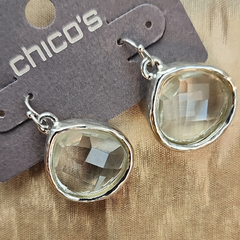 Chico's Clear Teardrop Dangle Earrings